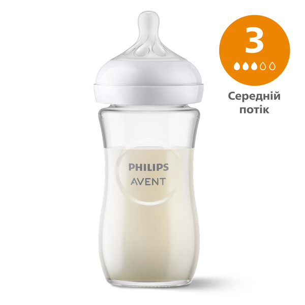 Скляна пляшечка для годування Philips AVENT Natural Природний потік, 240 мл (SCY933/01) - Pampik