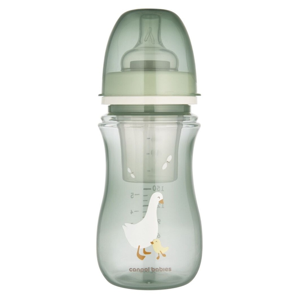 Пляшка антиколікова Canpol babies з контейнером для сухої молочної суміші, 240 мл, зелена (35/245_zestaw) - Pampik - 3