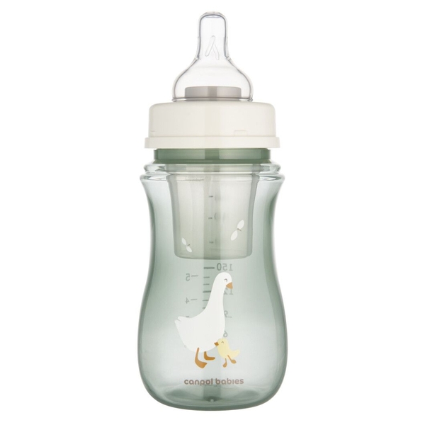 Пляшка антиколікова Canpol babies з контейнером для сухої молочної суміші, 240 мл, зелена (35/245_zestaw) - Pampik - 2
