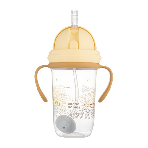 Чашка-непроливайка Canpol babies Mountains з трубочкою і обважнювачем 270 мл, бежевий (56/620_bei) - Pampik