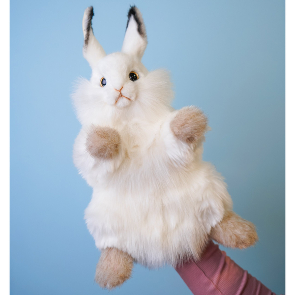 М'яка іграшка на руку Hansa Puppet Білий кролик, 34 см (7156) - Pampik - 2