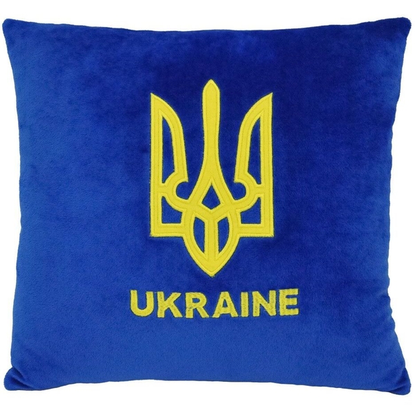 Подушка декоративна Tigres Тризуб, 33х33 см, синій (ПД-0444) - Pampik