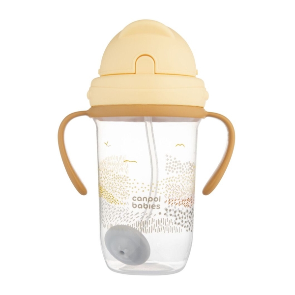 Чашка-непроливайка Canpol babies Mountains з трубочкою і обважнювачем 270 мл, бежевий (56/620_bei) - Pampik - 3