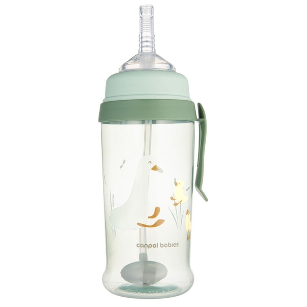 Бідончик непроливайка Canpol babies з трубочкою і обважнювачем Гуси, 350 мл (56/510_gre) - Pampik - 2