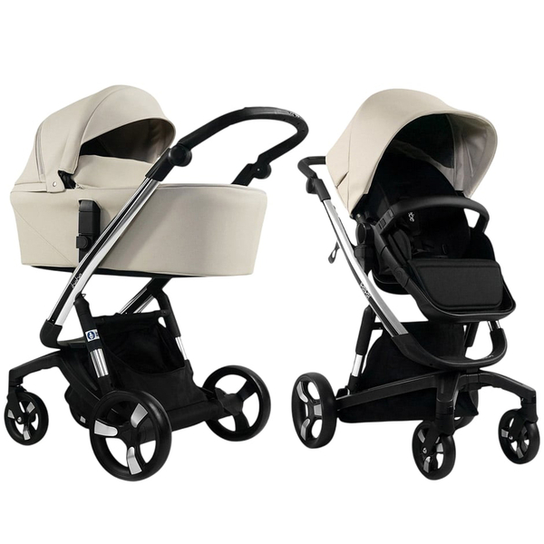 Універсальна коляска 2 в 1 Ibebe i-stop 18, екошкіра, бежевий (ib-is-18) - Pampik