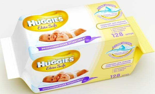 Вологі серветки Huggies Elite Soft, 64 шт. - Pampik - 2