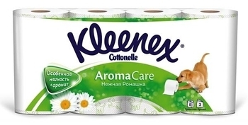 Тришаровий туалетний папір Kleenex з ароматом ромашки, 8 рулонів - Pampik