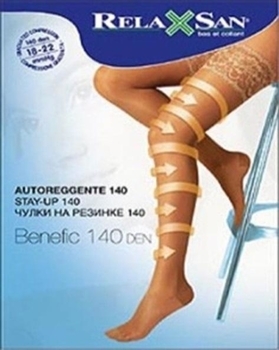 Антиварикозные компрессионные чулки на резинке Relaxsan 140 den (18-22 мм), р. 4, телесные - Pampik