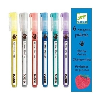 Набір фломастерів з блиском Djeco 6 шт. - Pampik