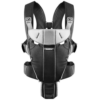 Рюкзак-кенгуру Babybjorn Baby Carrier Miracle Cotton, чорний з сріблястим (96065) - Pampik