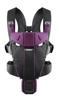 Рюкзак-кенгуру Babybjorn Baby Carrier Miracle Cotton, чорний з фіолетовим (96053) - Pampik - 2