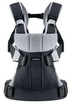 Рюкзак-кенгуру Babybjorn Baby Carrier One Cotton, чорно-сірий (91065) - Pampik
