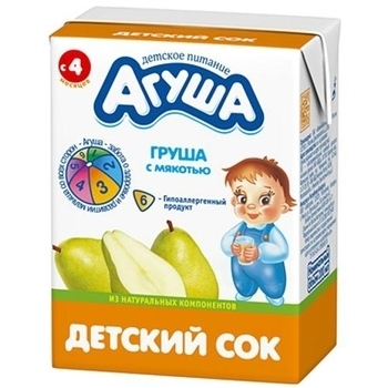 Сік Агуша Груша з м'якоттю, 200 мл - Pampik