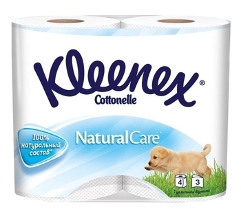 Тришаровий туалетний папір Kleenex Premium Naturalcare, 4 рулони - Pampik