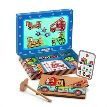 Дерев'яна гра-аплікація з молоточком Djeco Транспорт - Pampik