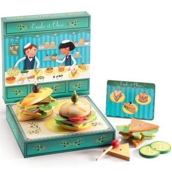 Дерев'яна гра Djeco Бутерброд Емілі, з оливами - Pampik - 4