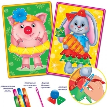 Вишивка стрічками і ґудзиками Vladi Toys Зайка (VT4701-01) - Pampik - 2