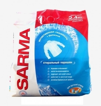 Пральний порошок для ручного прання Sarma, для білих тканин, 2,4 кг - Pampik
