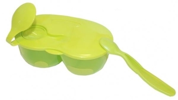 Набір посуду Baby Team (тарілка + ложка), салатовий (6003) - Pampik