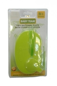 Набір посуду Baby Team (тарілка + ложка), салатовий (6003) - Pampik - 2