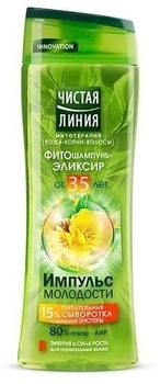 Фітошампунь-еліксир Чиста Лінія Імпульс молодості Енергія і сила росту 35+, 250 мл - Pampik