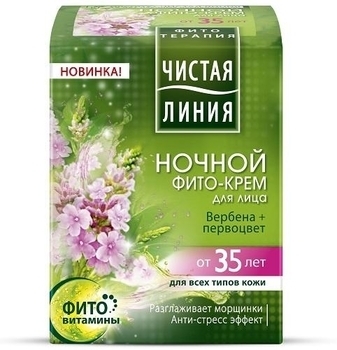 Нічний Фітокрем для обличчя Чиста Лінія Вербена і первоцвіт 35+, 45 мл - Pampik