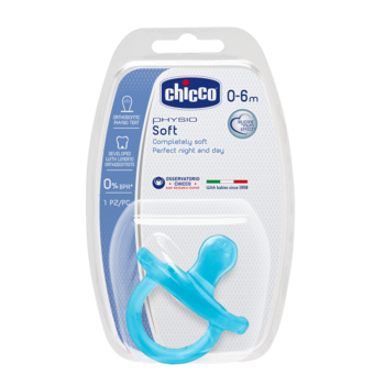 Силіконова пустушка Chicco Physio, 0-6 міс., блакитний (02711.21) - Pampik