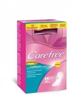 Ежедневные прокладки Carefree with Cotton extract Fresh ароматизированные, в индивидуальных упаковках, 20 шт. - Pampik