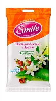 Вологі серветки Smile Квіти апельсина і аргана, 15 шт. - Pampik