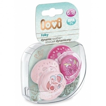 Силіконова динамічна пустушка Lovi Folky, 6-18 міс., 2 шт. (22 / 843girl) - Pampik