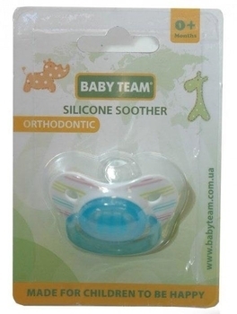 Пустушка силіконова ортодонтична Baby Team, 0+, блакитний (3001) - Pampik - 4