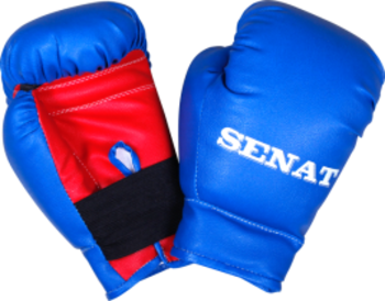 Рукавички боксерські Senat, 4 унції, штучна шкіра, синій з червоним - Pampik
