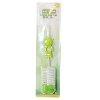 Йоржик для пляшечок і сосок Baby Team, 2 в 1, зелений (1601) - Pampik