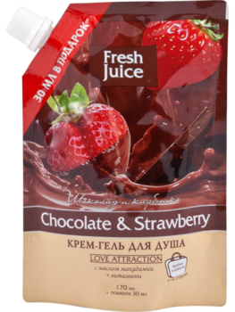Крем-гель для душа Fresh Juice Chocolate & Strawberry, 200 мл - Pampik