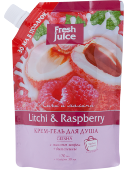 Крем-гель для душу Fresh Juice Litchi & Raspberry, 200 мл - Pampik