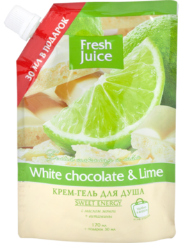 Крем-гель для душу Fresh Juice White chocolate & Lime, 200 мл - Pampik