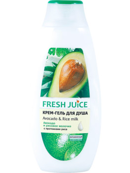 Крем-гель для душу Fresh Juice Avocado & Rice Milk, 400 мл - Pampik