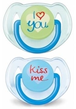 Пустушка Philips Avent I love, блакитна (6-18 міс.), 2 шт. (SCF172/70) - Pampik