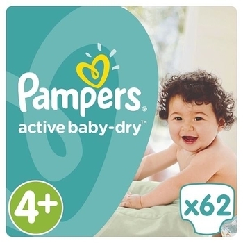 Підгузки Pampers Active Baby-Dry 4+ (9-16 кг), 62 шт. - Pampik
