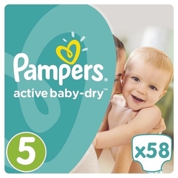 Підгузки Pampers Active Baby-Dry 5 (11-18 кг), 58 шт. - Pampik