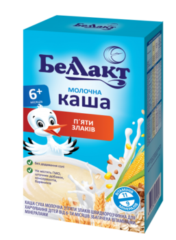Молочна каша Беллакт 5 злаків, 200 г - Pampik