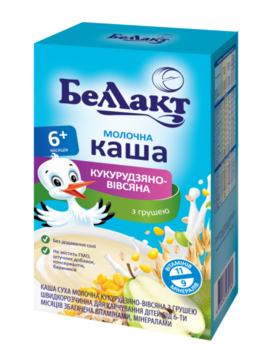 Молочна каша Беллакт Кукурудзяно-вівсяна з грушею, 200 г - Pampik