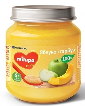 Подарок. Фруктовое пюре Milupa Яблоко и Тыква, 125 г - Pampik