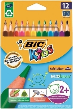 Олівці кольорові BIC Kids Evolution трикутні, 12 шт. (829735) - Pampik