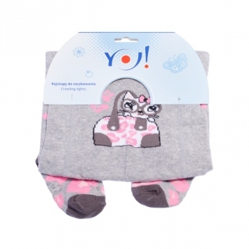 Колготки YO! ABS Котик, со стопперами, р.80-86, серый (RA-25/GIRL/80-86) - Pampik