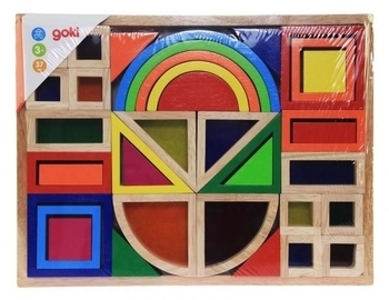 Конструктор дерев'яний Goki Веселкові будівельні блоки з вікнами, 37 деталей (58620) - Pampik - 4