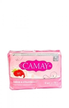 Туалетне крем-мило Camay Полуниця з вершками, 4 шт., 75 г (67048260) - Pampik