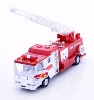 Машинка металева Goki Пожежна машина Бочка, зі сходами, білий (12115G-3) - Pampik - 2