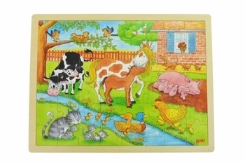 Пазл дерев'яний Goki Життя на фермі, 48 елементів (57745) - Pampik