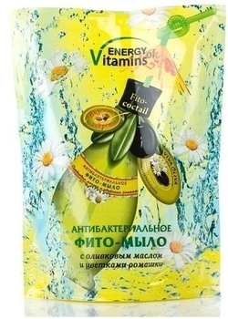 Антибактеріальне фіто-мило Energy of Vitamins з оливковою олією і квітками ромашки, 450 мл - Pampik
